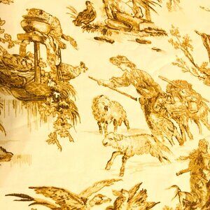 Williams Sonoma 68" X 128" French Countryside Cotton Toile Brown/Tan Tablecloth